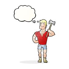 Free Cartoon Lumberjack With Thought Bubble Stock Photo - 257374480