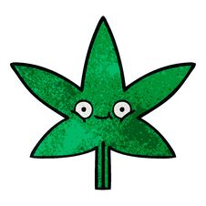 Retro Grunge Texture Cartoon Marijuana Leaf Stock Photos