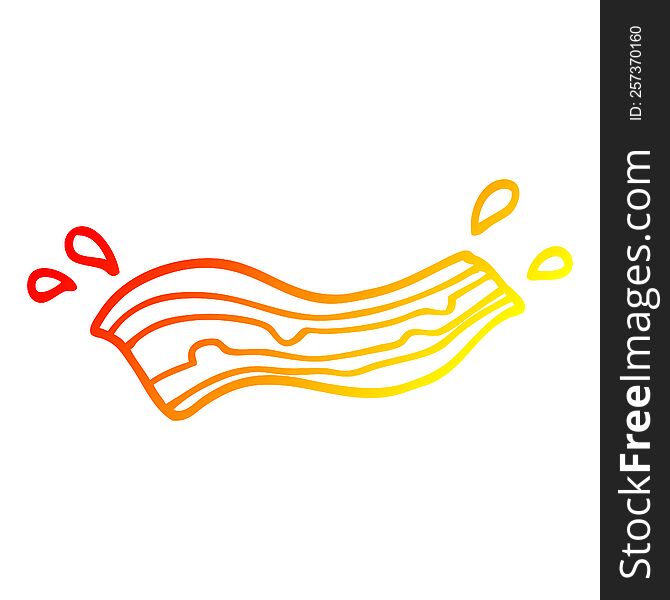 warm gradient line drawing of a cartoon sizzling bacon