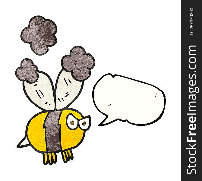 Speech Bubble Textured Cartoon Angry Bee