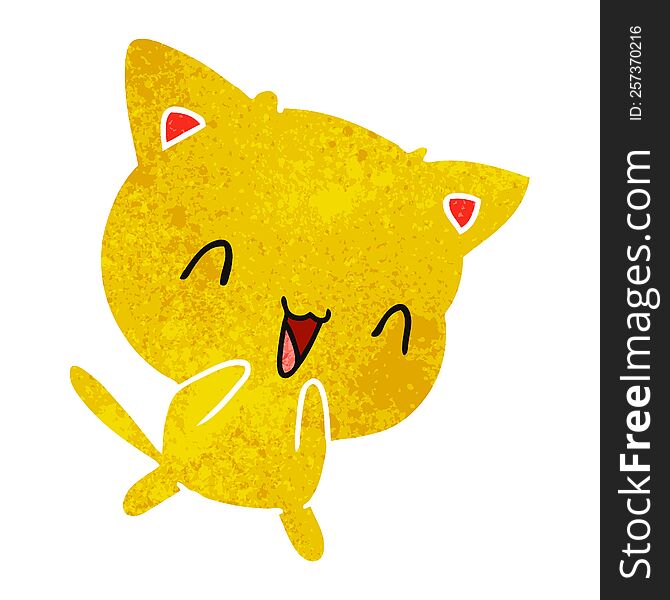 Retro Cartoon Of Cute Kawaii Cat