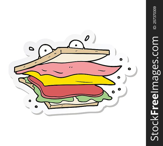sticker of a sandwich cartoon character