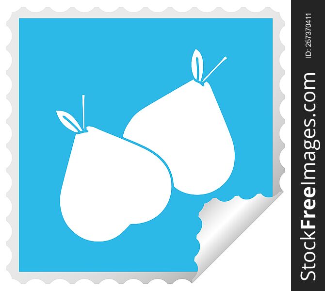 Square Peeling Sticker Cartoon Green Pear