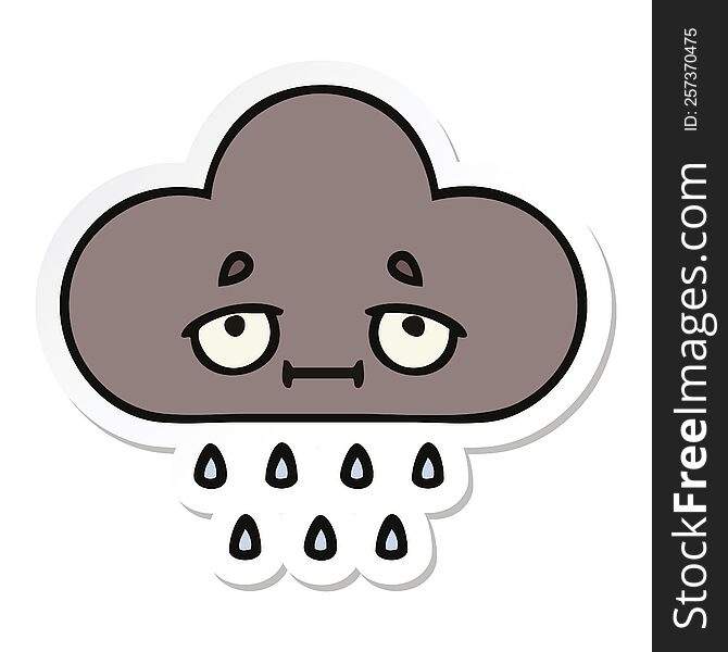 sticker of a cute cartoon storm rain cloud