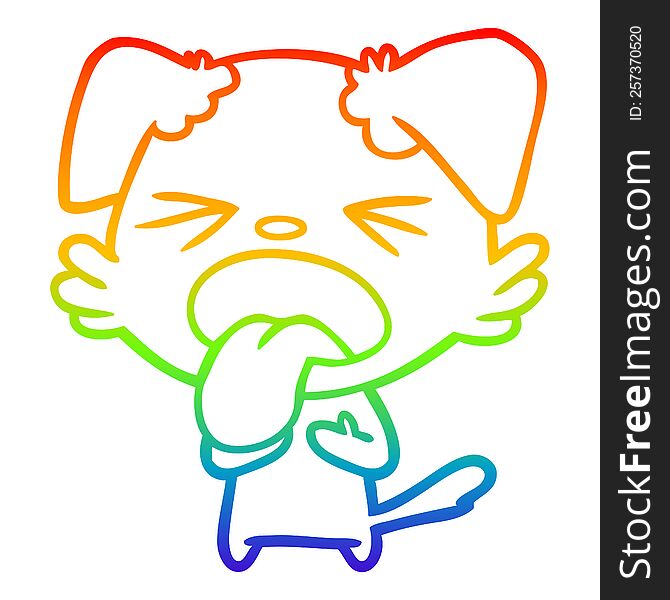 Rainbow Gradient Line Drawing Cartoon Disgusted Dog