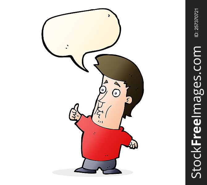 Cartoon Man Giving Thumbs Up Sign With Speech Bubble