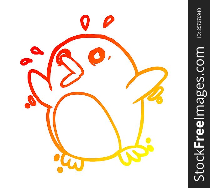 Warm Gradient Line Drawing Frightened Penguin