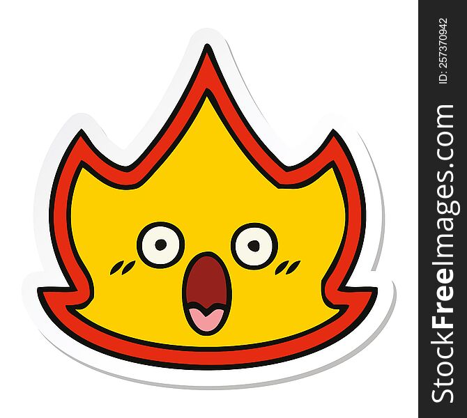 Sticker Of A Cute Cartoon Fire