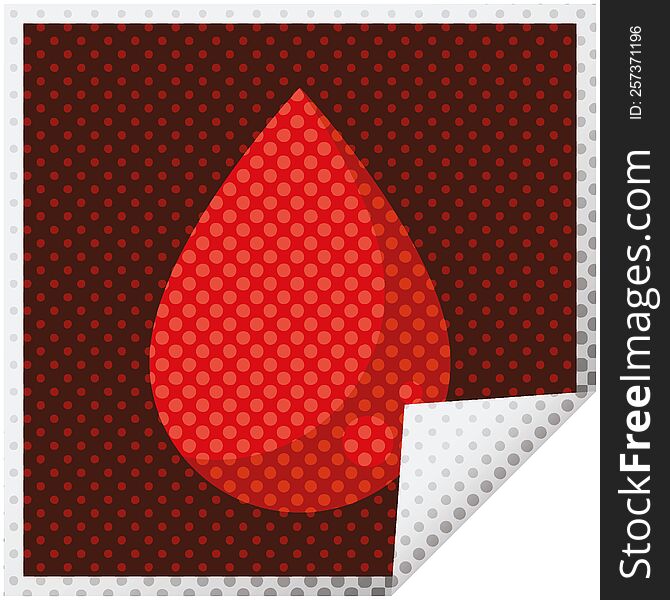 blood drop graphic vector illustration square sticker. blood drop graphic vector illustration square sticker