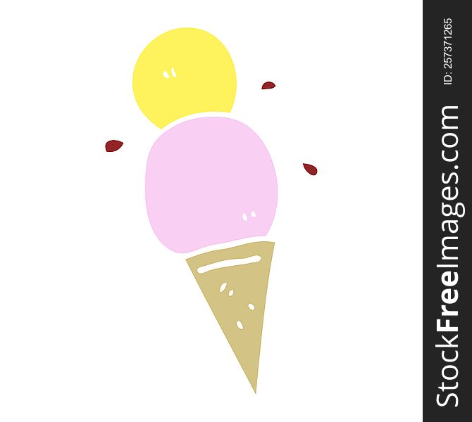 flat color illustration cartoon ice cream cone