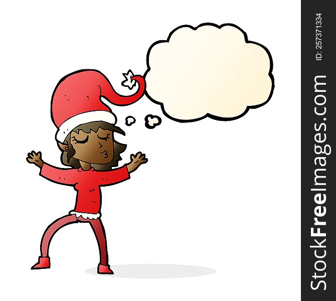 Santa S Helper Cartoon With Thought Bubble