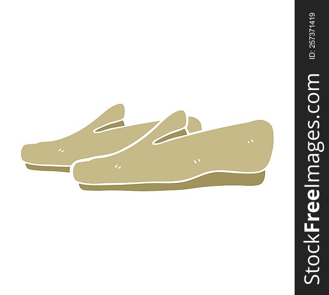Flat Color Illustration Of A Cartoon Slippers