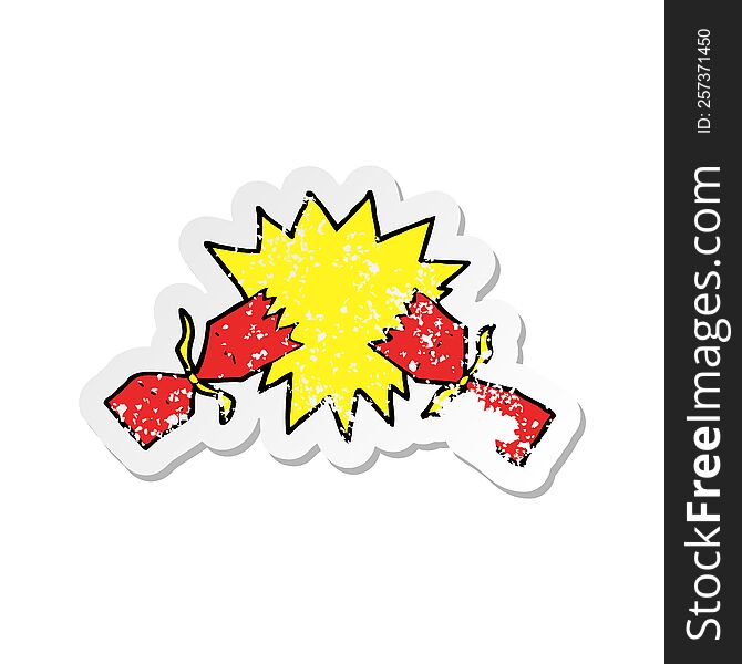 Retro Distressed Sticker Of A Cartoon Christmas Cracker