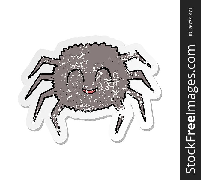 retro distressed sticker of a cartoon spider