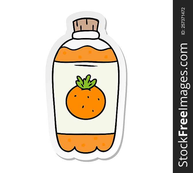 Sticker Cartoon Doodle Of Orange Pop