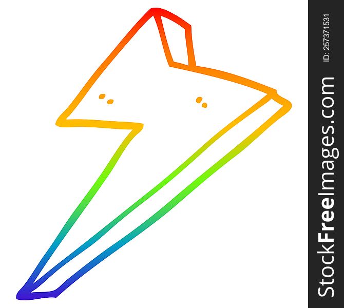 rainbow gradient line drawing of a cartoon lightning