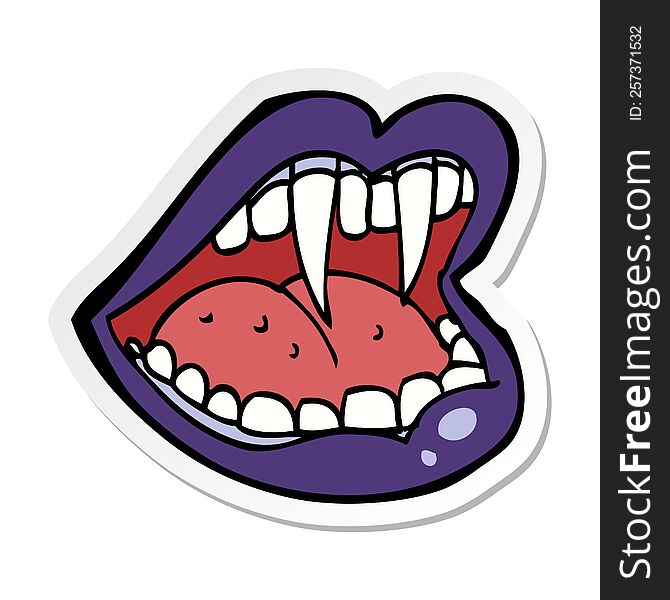 Sticker Of A Cartoon Vampire Mouth