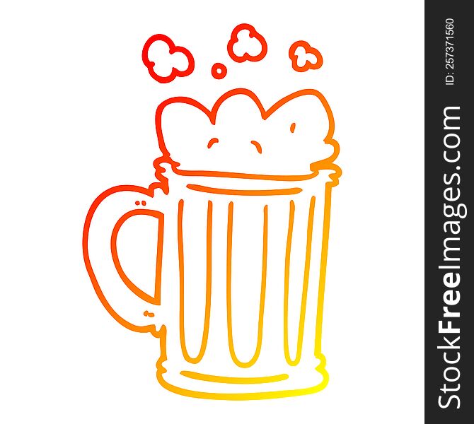Warm Gradient Line Drawing Cartoon Pint Of Beer