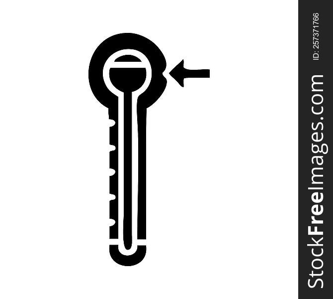 flat symbol of a hot thermometer. flat symbol of a hot thermometer