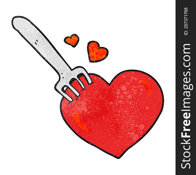 Textured Cartoon Fork In Heart