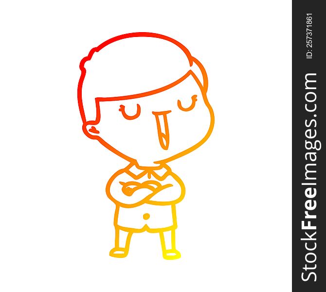 Warm Gradient Line Drawing Cartoon Happy Boy