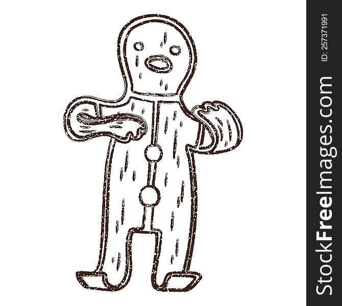Gingerbread Man Charcoal Drawing
