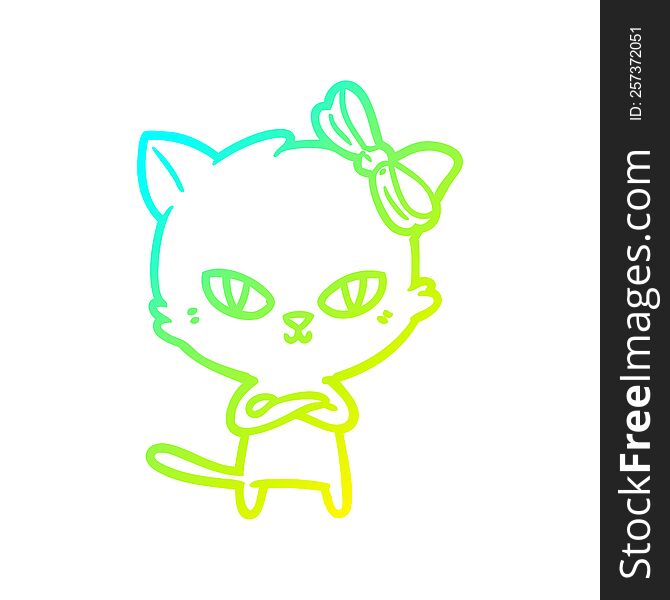 Cold Gradient Line Drawing Cute Cartoon Cat