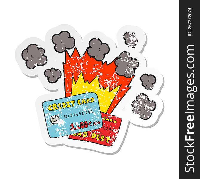 retro distressed sticker of a cartoon credit card debt