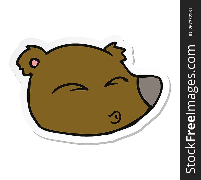Sticker Of A Cartoon Bear Face