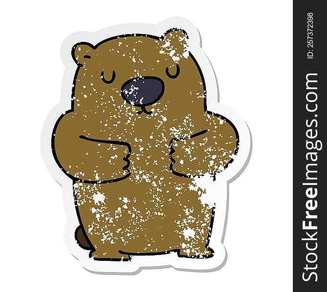 Distressed Sticker Of A Quirky Hand Drawn Cartoon Beaver