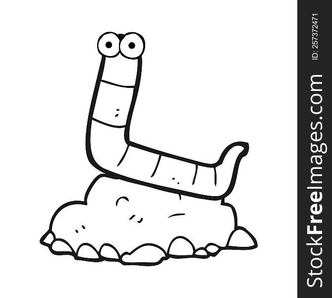 freehand drawn black and white cartoon worm