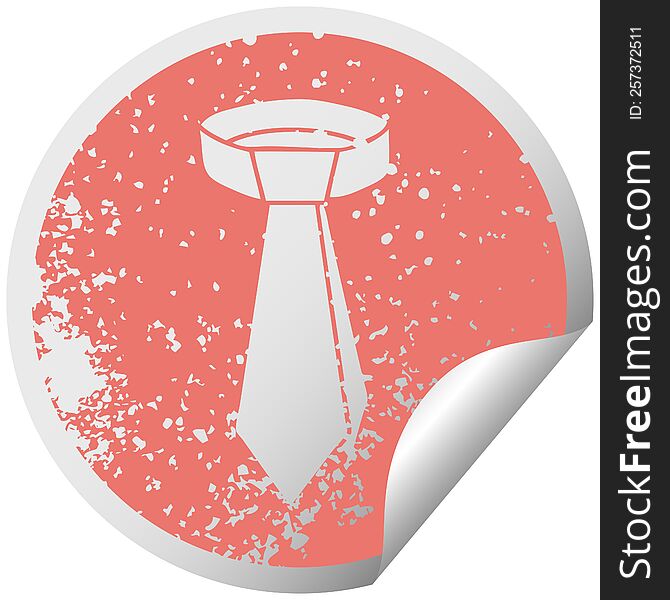 quirky distressed circular peeling sticker symbol neck tie
