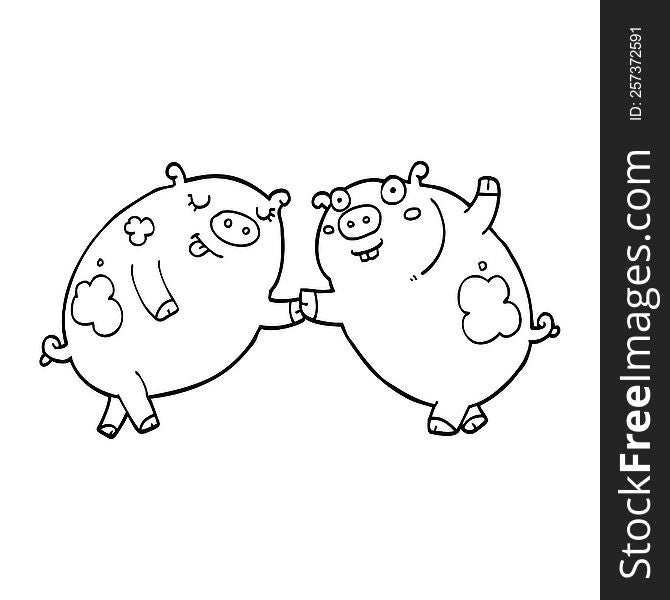 cartoon pigs dancing