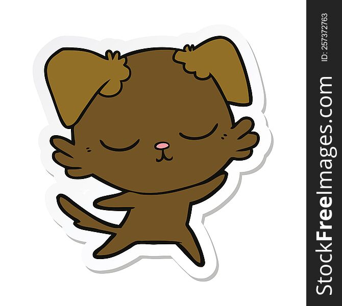 sticker of a cute cartoon dog