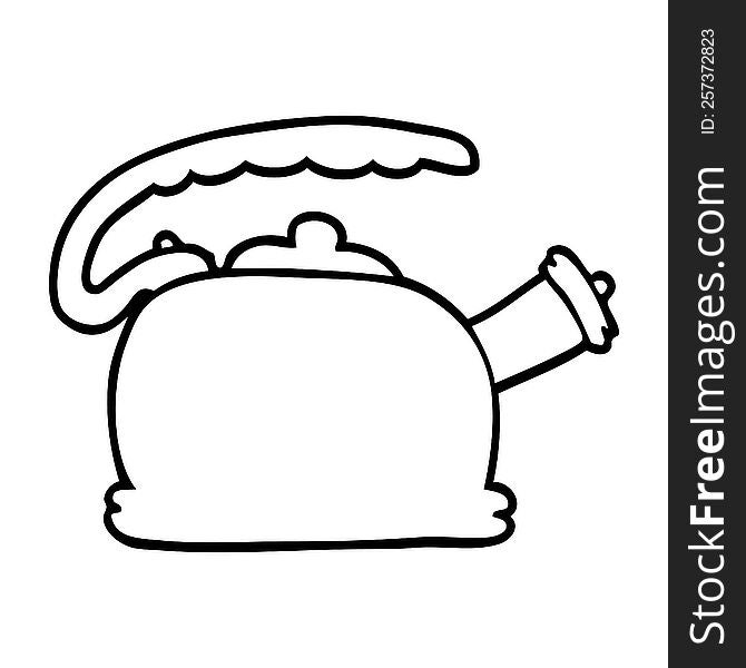 Line Drawing Cartoon Whistling Kettle
