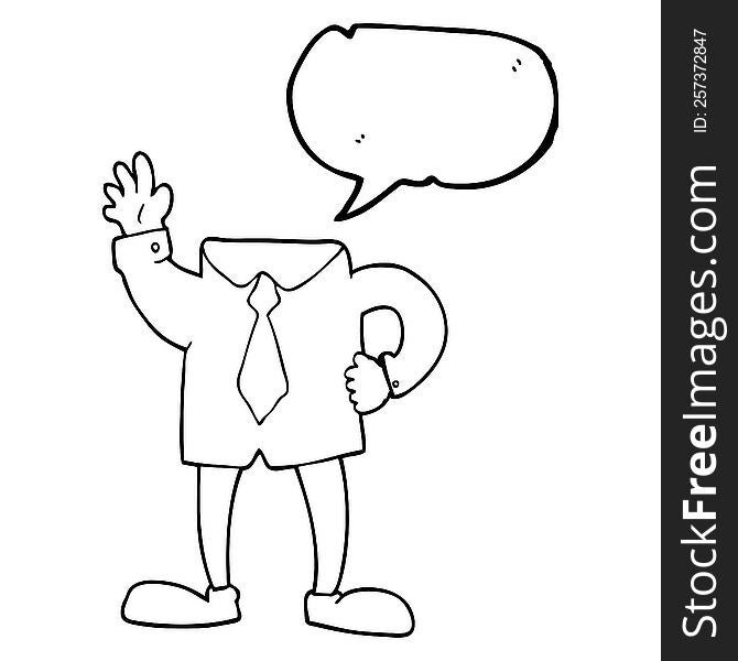 freehand drawn speech bubble cartoon headless businessman