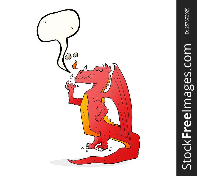 freehand drawn speech bubble cartoon happy dragon