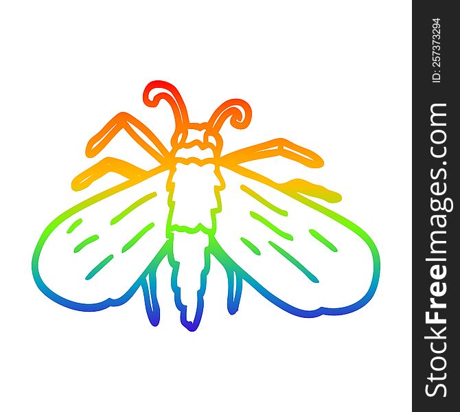 rainbow gradient line drawing of a cartoon bee