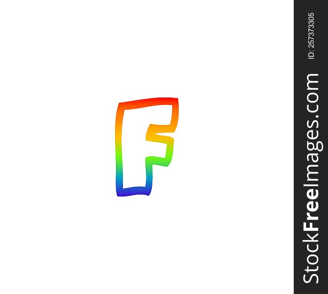 Rainbow Gradient Line Drawing Cartoon Letter F