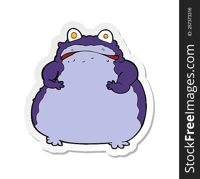 sticker of a cartoon fat frog