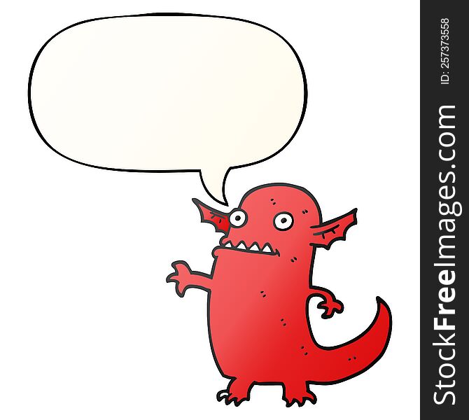 Cartoon Halloween Monster And Speech Bubble In Smooth Gradient Style