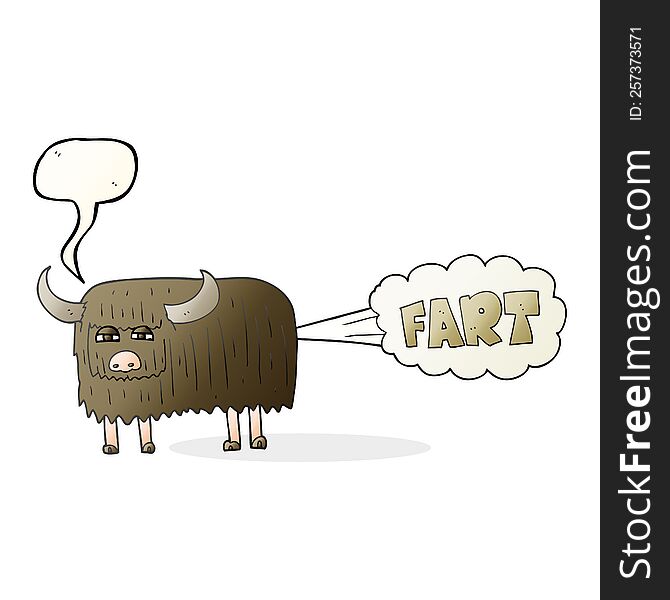 Speech Bubble Cartoon Hairy Cow Farting