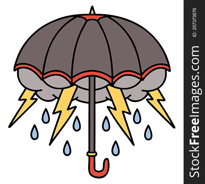 tattoo in traditional style of an umbrella. tattoo in traditional style of an umbrella