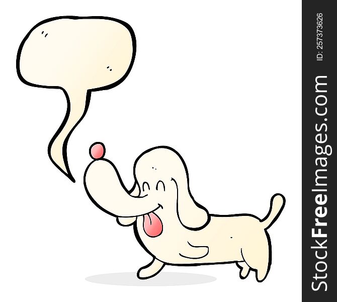 Cartoon Happy Dog With Speech Bubble