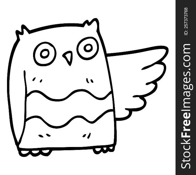 Line Drawing Cartoon Cute Owl
