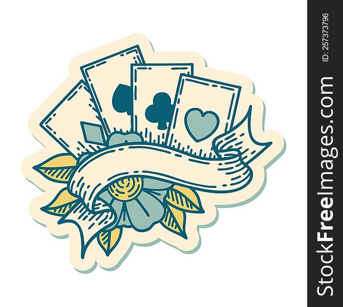 sticker of tattoo in traditional style of cards and banner. sticker of tattoo in traditional style of cards and banner