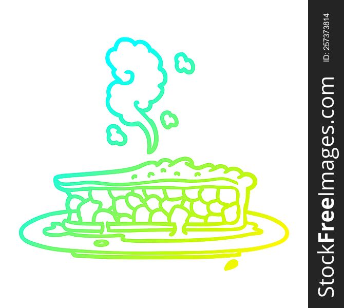 Cold Gradient Line Drawing Cartoon Blueberry Pie