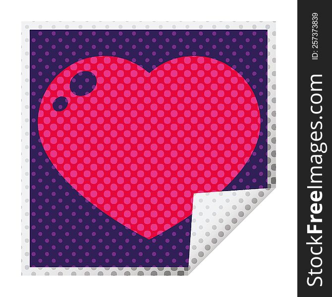 heart peeling sticker graphic vector illustration square peeling sticker. heart peeling sticker graphic vector illustration square peeling sticker