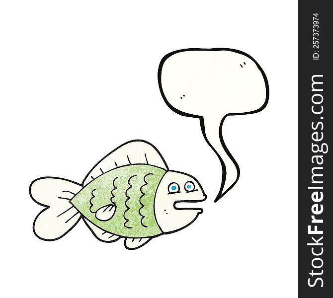 Speech Bubble Textured Cartoon Funny Fish
