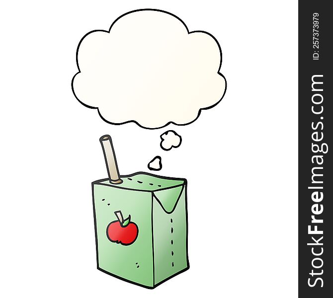 cartoon apple juice box and thought bubble in smooth gradient style